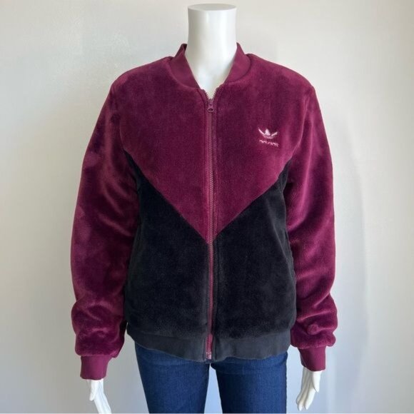 Adidas Colorblocked Fur Bomber Jacket - M - Picture 2 of 7